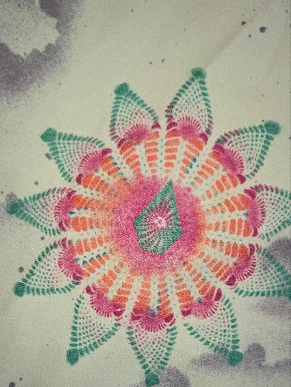 Volcom White Board Shorts with Pink & Teal Floral Mandala Print